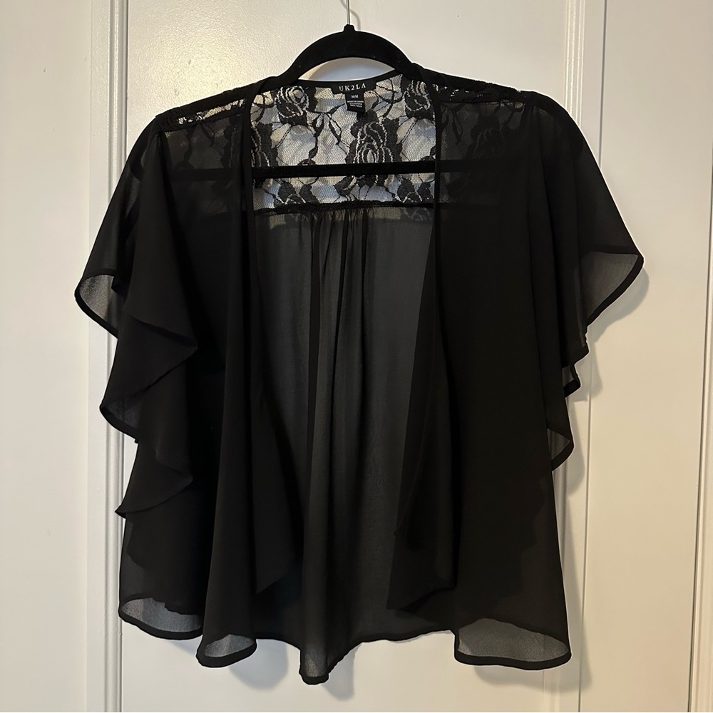 Black Sheer Lace Cardigan Cover-Up